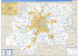 Nashville-Davidson-Murfreesboro-Franklin Metro Area Wall Map Basic Style 2026